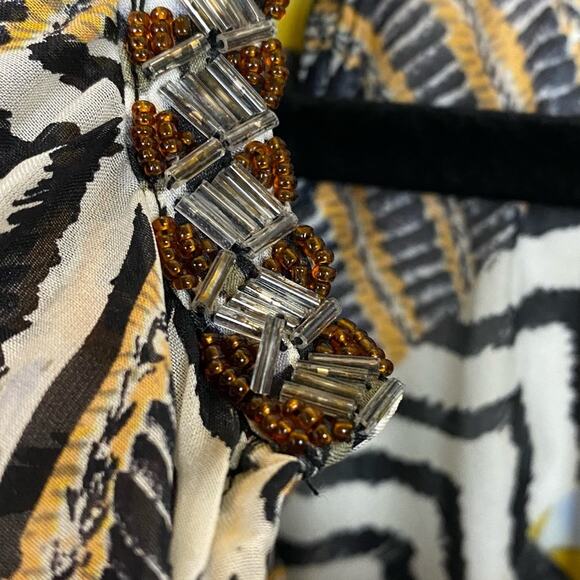 Hale Bob Black 100% Silk Beaded Neck Blouse Top Size Small - Picture 6 of 9